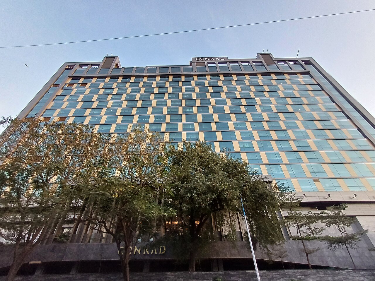 Exterior of the existing Conrad Pune hotel in India, photographed in January 2024.