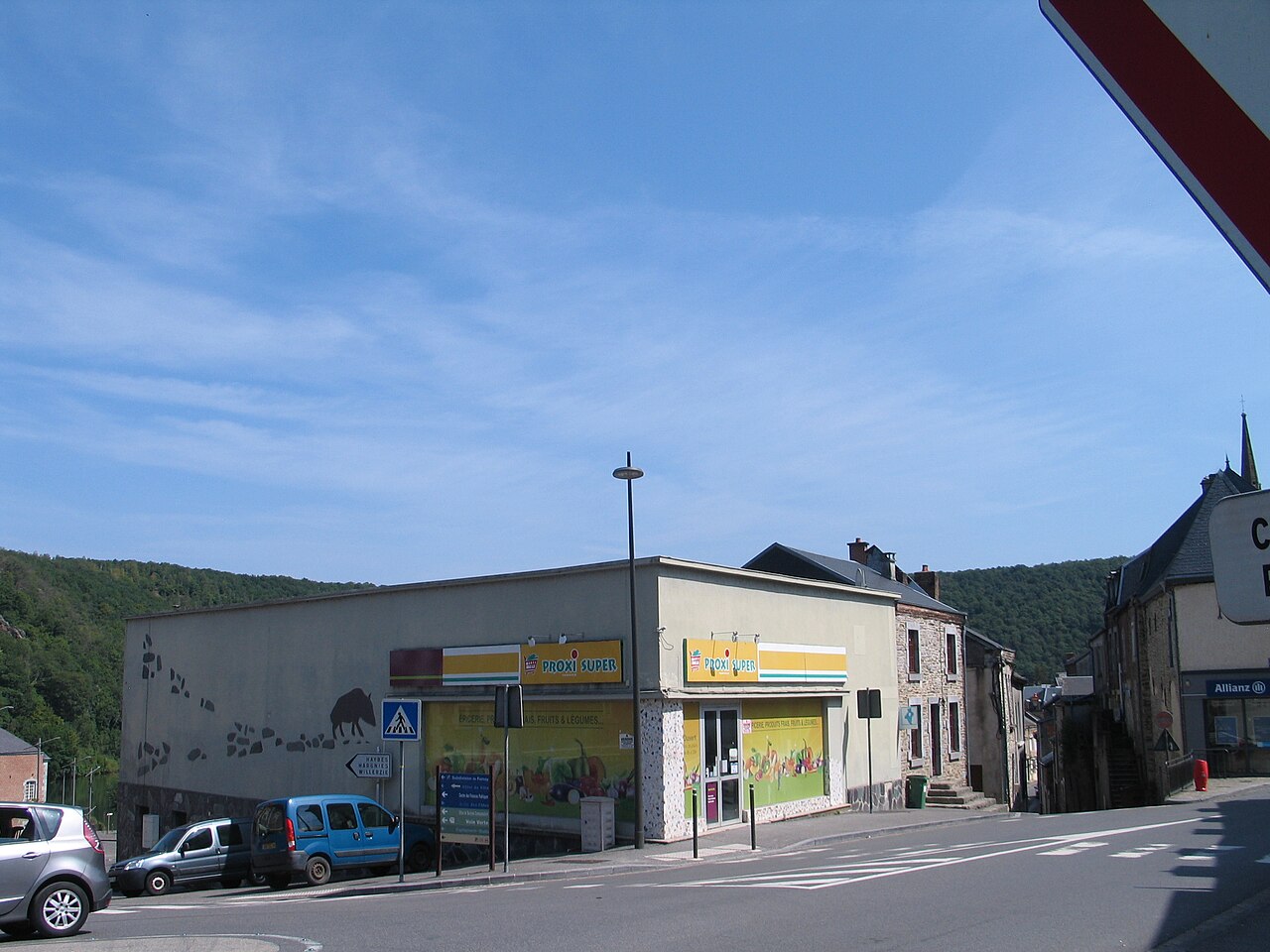 Existing Proxi Super convenience shop in Fumay, France, photographed in July 2022